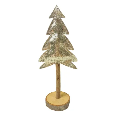 CHOINKA ZŁOTA Z MATERIAŁU OSADZONA NA PNIU 24 CM