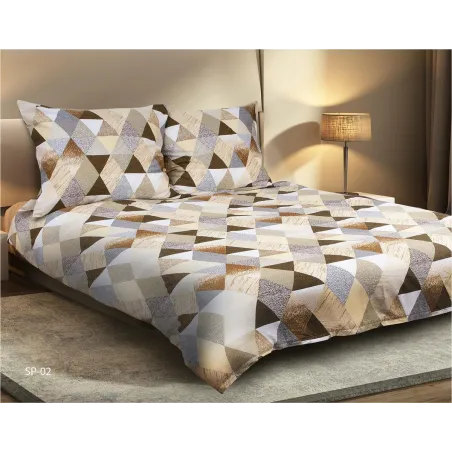 3-ELEMENTOWY KOMPLET POŚCIELI SATYNOWEJ BEŻOWO-BRĄZOWA MATEX PREMIUM 220 X 200 CM