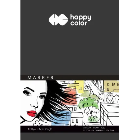 BLOK DO MARKERÓW, PISAKÓW I TUSZU A3 25 ARKUSZY HAPPY COLOR