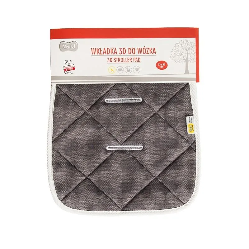 WKŁADKA 3D DO WÓŻKA SPACEROWEGO CZARNA 33 X 83 CM SMIKI