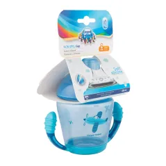 KUBEK NIEKAPEK Z UCHWYTAMI NIEBIESKI SAMOLOT 230 ML, 9M+