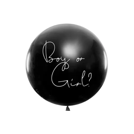 BALON OLBRZYM Z NADRUKIEM BOY OR GIRL1 M ŚREDNICY CZARNY
