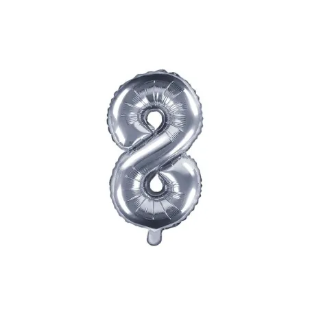 Balon Foliowy Cyfra 8 Srebrny 35 Cm