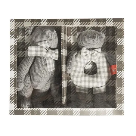 Miś + Grzechotka Szara Gift Box Smiki Zestaw 2 Sztuk