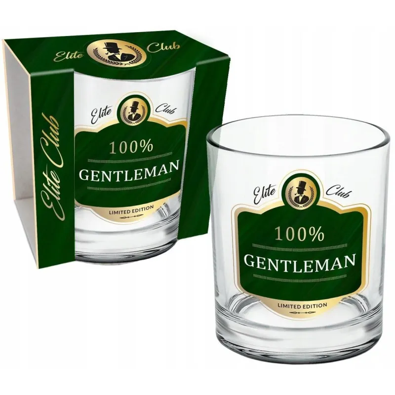 SZKLANKA DO WHISKY Z NADRUKIEM 100% GENTLEMAN ELITE CLUB 270 ML II GATUNEK