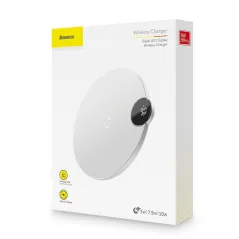 Ładowarka Indukcyjna Qi Baseus Digital Led Display Wireless Charger Wxsx-02, 1 X Lightning Biała