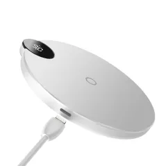 ŁADOWARKA INDUKCYJNA QI BASEUS DIGITAL LED DISPLAY WIRELESS CHARGER WXSX-02, 1 X LIGHTNING BIAŁA