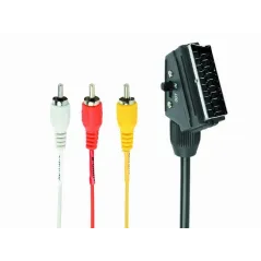 DWUKIERUNKOWY KABEL EURO 3 X RCA 1.8 M GEMBIRD CCV-519-001