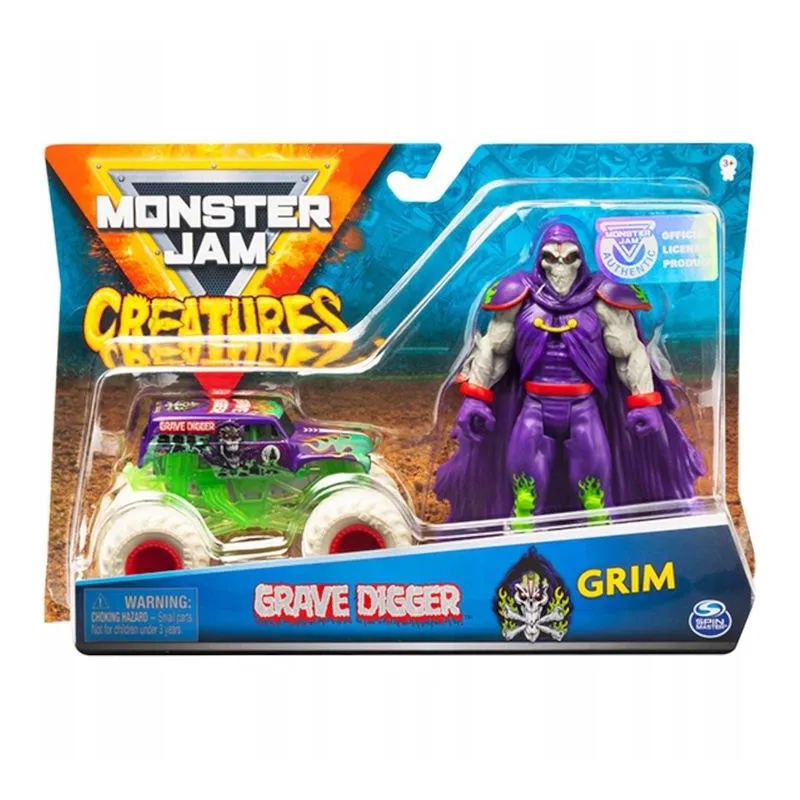 MONSTER JAM CREATURES GRAVE DIGGER FIGURKA Z POJAZDEM 3+