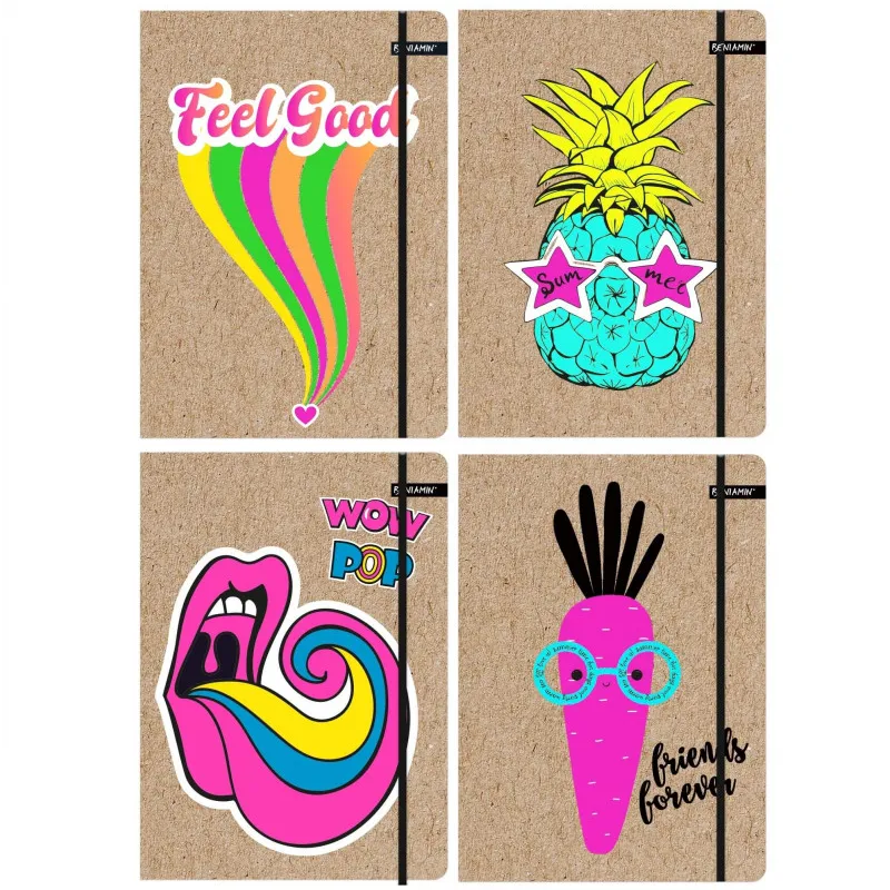 TECZKA Z GUMKĄ A4 ECO KRAFT LINER FLUO