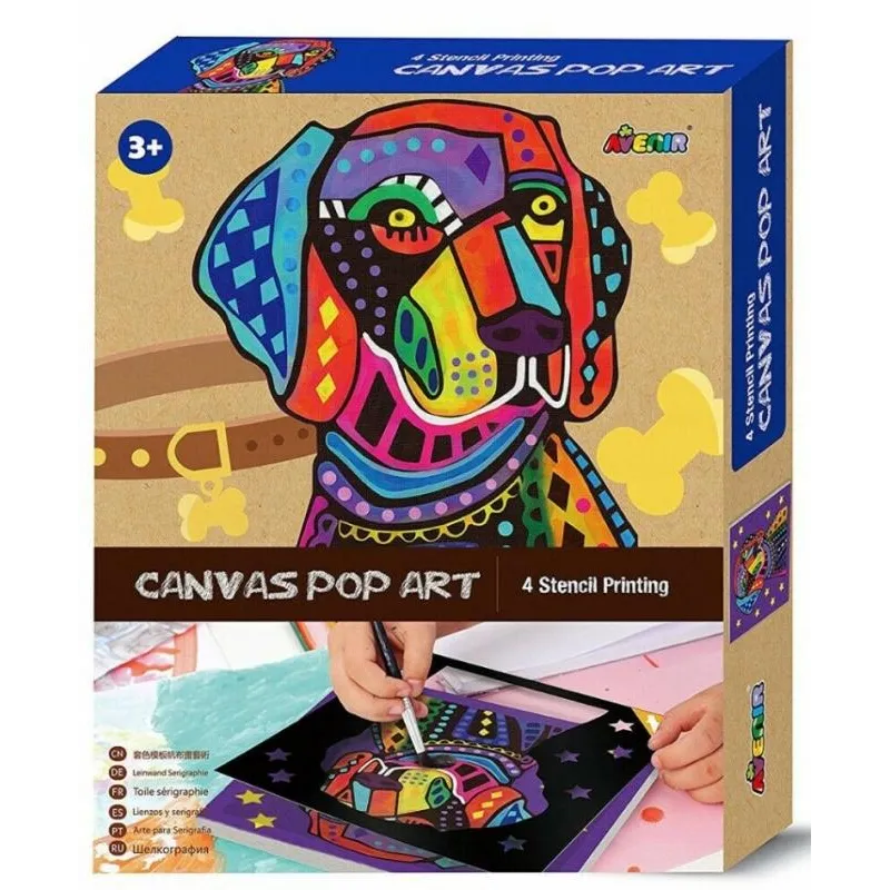 CANVAS POP ART PIES MALOWANIE SZABLONOWE ZESTAW KREATYWNY 5+