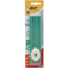 OŁÓWEK BEZDRZEWNY GRAFITOWY 10 SZTUK + GUMKA - BiC