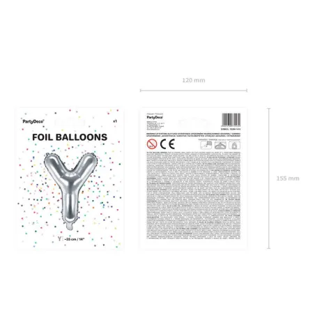 Balon Foliowy Litera "Y" 35Cm Srebrny
