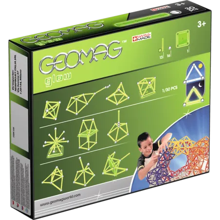 Klocki Magnetyczne Geomag Glow Świecące W Ciemności 30 Szt 3+