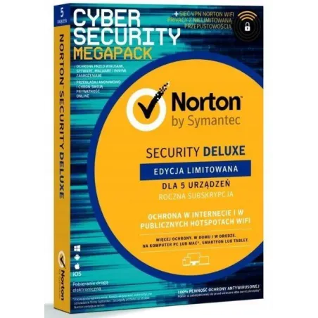 SYMANTEC NORTON SECURITY 3.0 DELUXE + WIFI PRIVACY 1.0 21386356 1 UŻYTKOWNIK/5 URZĄDZEŃ 1 ROK PL