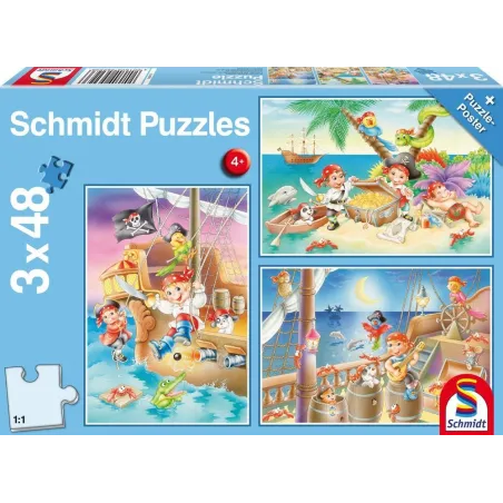 ZAŁOGA PIRACKA PUZZLE 3 X 48 ELEMENTÓW 4+