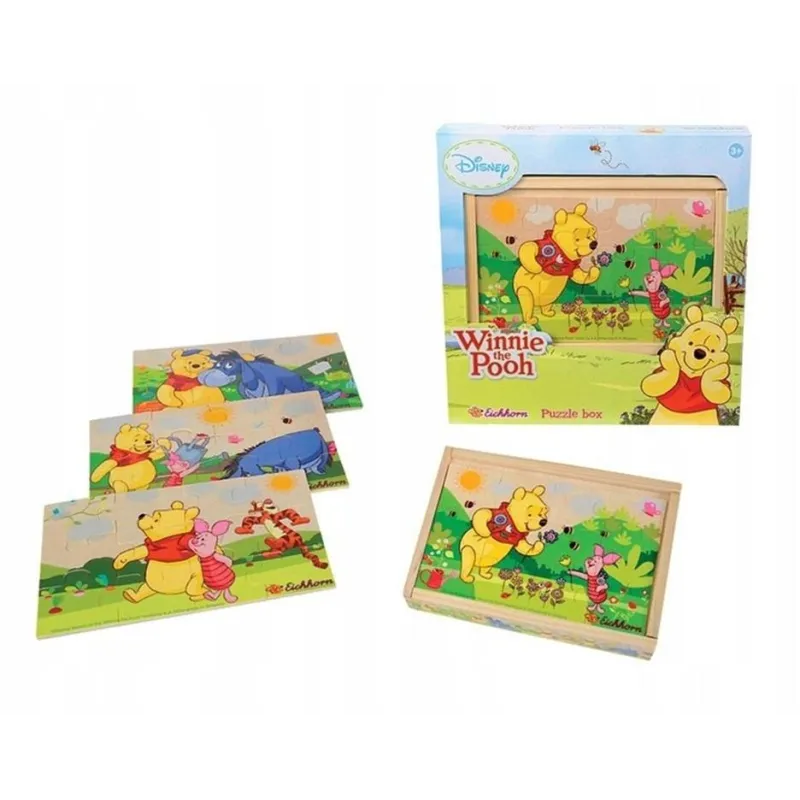 KUBUŚ PUCHATEK DREWNIANE PUZZLE W PUDEŁKU 48 ELEMENTÓW 3+