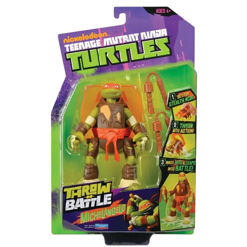 FIGURKA MICHELANGELO WOJOWNICZE ŻÓŁWIE NINJA THROW N BATTLE 3+