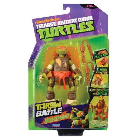 FIGURKA MICHELANGELO WOJOWNICZE ŻÓŁWIE NINJA THROW N BATTLE 3+