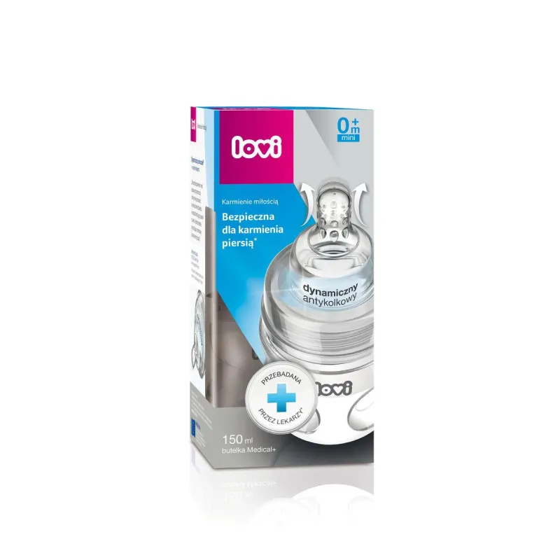 BUTELKA DO KARMIENIA 150ML SILIKONOWY SMOCZEK LOVI  0M+
