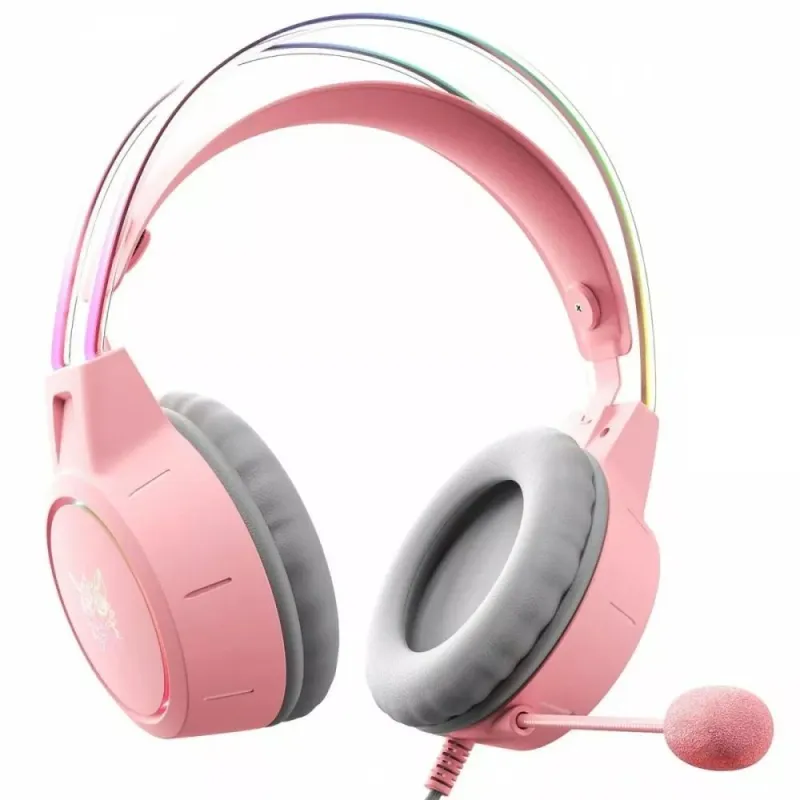 SŁUCHAWKI NAUSZNE GAMINGOWE X15 ONIKUMA PRO RGB RÓŻOWE
