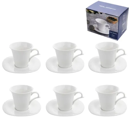 KOMPLET FILIŻANEK PORCELANOWYCH ZE SPODKIEM NA 6 OSÓB 12 ELEMENTÓW BELLA