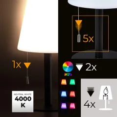LAMPA STOŁOWA NOCNA PRZENOŚNA UNILA LED IP44 RGB USB BATERIA AKUMULATOR