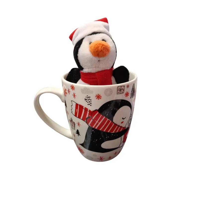 KUBEK CERAMICZNY Z PLUSZAKIEM PINGWIN 250ML