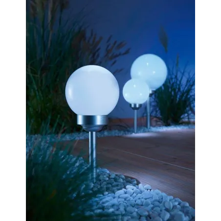 Lampa Ogrodowa Solarna Led Mleczna Kula 20 Cm Saska Garden