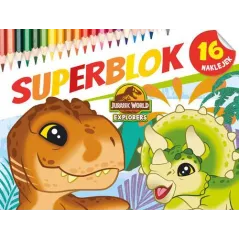 SUPERBLOK JURASSIC WORLD EXPLORERS KOLOROWANKA Z NAKLEJKAMI