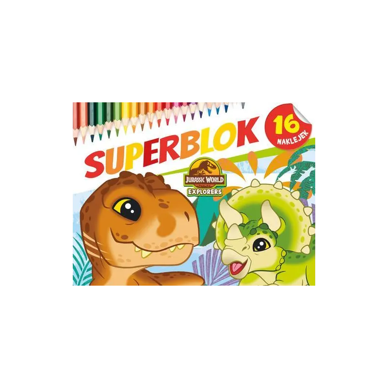 SUPERBLOK JURASSIC WORLD EXPLORERS KOLOROWANKA Z NAKLEJKAMI