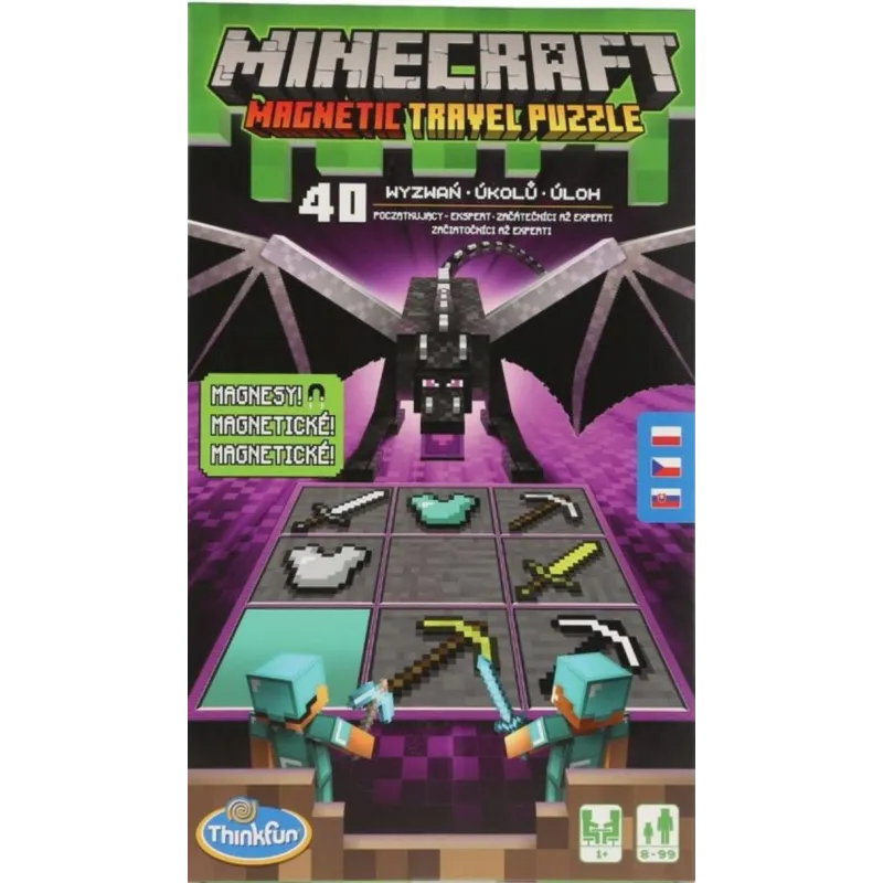MINECRAFT. MAGNETIC TRAVELER PUZZLE 40 WYZWAŃ MAGNETYCZNA ŁAMIGŁÓWKA 8+