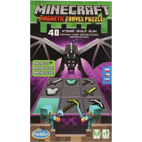MINECRAFT. MAGNETIC TRAVELER PUZZLE 40 WYZWAŃ MAGNETYCZNA ŁAMIGŁÓWKA 8+