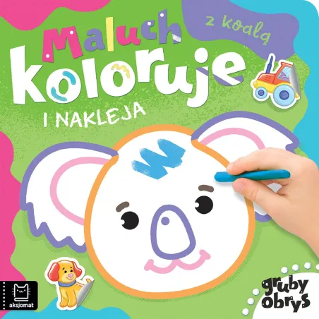 Maluch Koloruje I Nakleja Z Koalą. Kolorowanka Z Grubym Obrysem