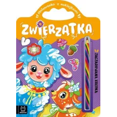 ZWIERZĄTKA. ZACZAROWANA KREDKA. MALOWANKA Z NAKLEJKAMI