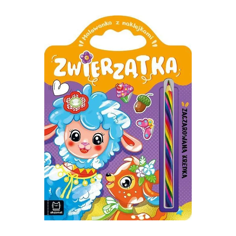 ZWIERZĄTKA. ZACZAROWANA KREDKA. MALOWANKA Z NAKLEJKAMI