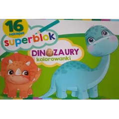 DINOZAURY. SUPERBLOK. KOLOROWANKI Z NAKLEJKAMI