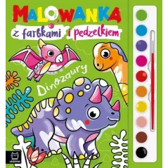 DINOZAURY. MALOWANKA Z FARBKAMI I PĘDZELKIEM