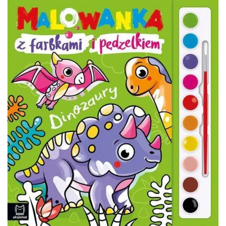 DINOZAURY. MALOWANKA Z FARBKAMI I PĘDZELKIEM