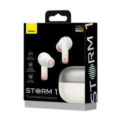 SŁUCHAWKI BEZPRZEWODOWE DOKANAŁOWE BLUETOOTH 5.2 TWS Z ANC / ENC BIAŁE BASEUS STORM 1