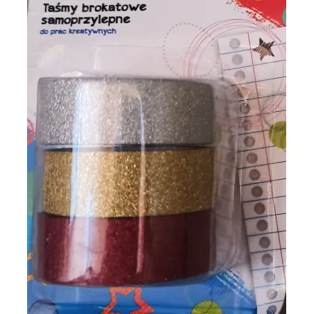 TASIEMKI BROKATOWE SAMOPRZYLEPNE DO PRAC KREATYWNYCH 3 SZT