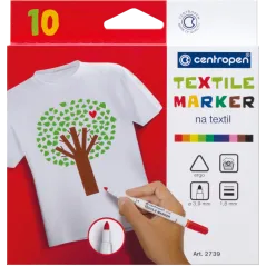 MARKERY DO TKANIN 10 KOLORÓW CENTROPEN 3+