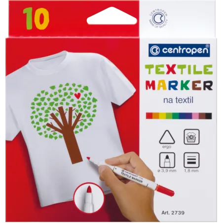 MARKERY DO TKANIN 10 KOLORÓW CENTROPEN 3+