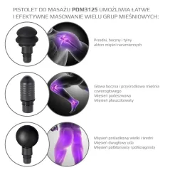 MASAŻER PISTOLET DO MASAŻU HMS PDM3125 CZARNY