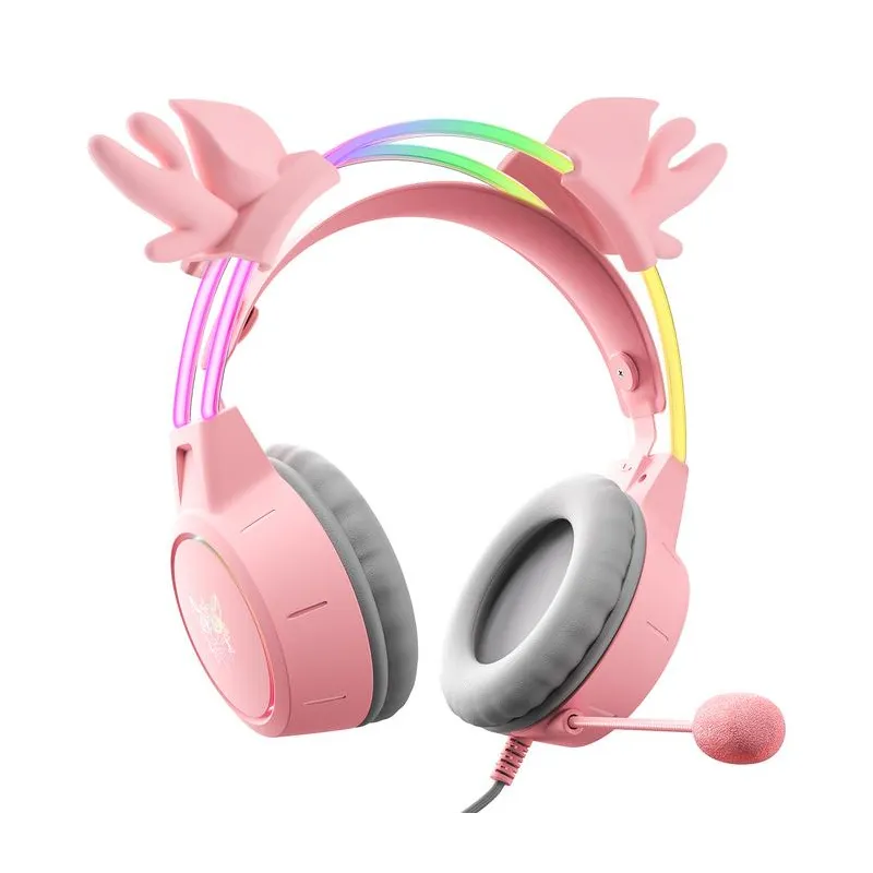 SŁUCHAWKI GAMINGOWE ONIKUMA X15 PRO BUCKHORN RGB RÓŻOWE