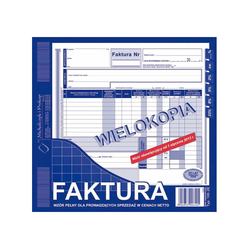 DRUK FAKTURA NETTO WIELOKOPIUJĄCA