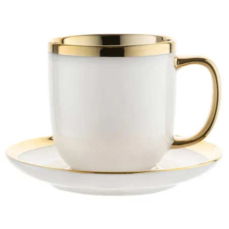 Porcelanowa Filiżanka Ze Spodkiem 320 Ml Biało-Złota Florina Berlotti Ii Gatunek Porcelanowa Filiżanka Ze Spodkiem 320 Ml Biało-Złota Florina Berlotti Ii Gatunek