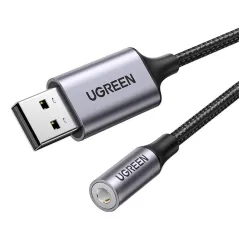 ADAPTER AUDIO USB DO MINI JACK 3.5MM AUX (SZARY) UGREEN CM477,