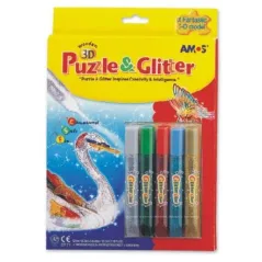 ŁABĘDŹ DREWNIANE PUZZLE PRZESTRZENNE+ KLEJ Z BROKATEM