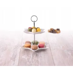 PORCELANOWA PATERA NA TORT OWOCE CIASTO 2 POZIOMY GWIAZDA TACA